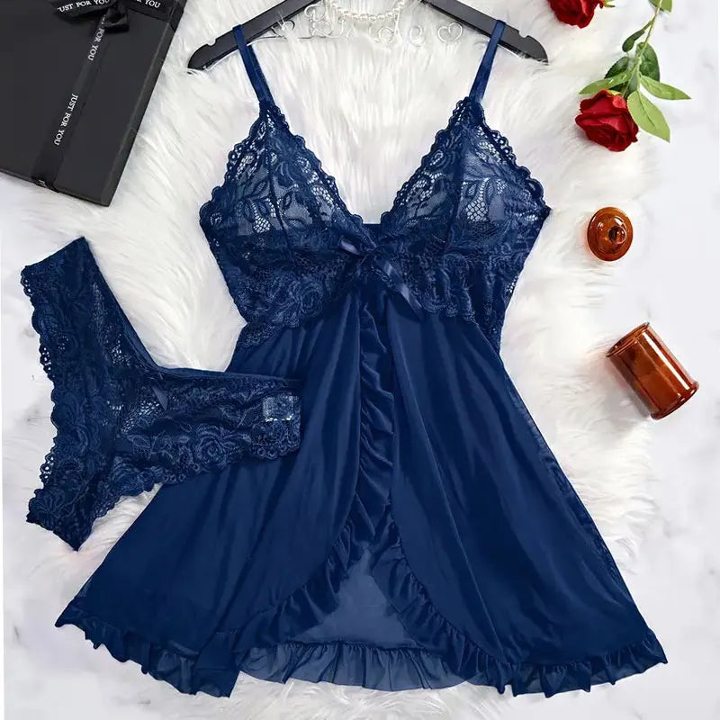 Schlinge Hause Tragen Sommer Ärmellose Voll Transparent Nachthemd Frauen Robe Nachthemd Plus Größe Pyjamas Panty Set Exquisite V-ausschnitt