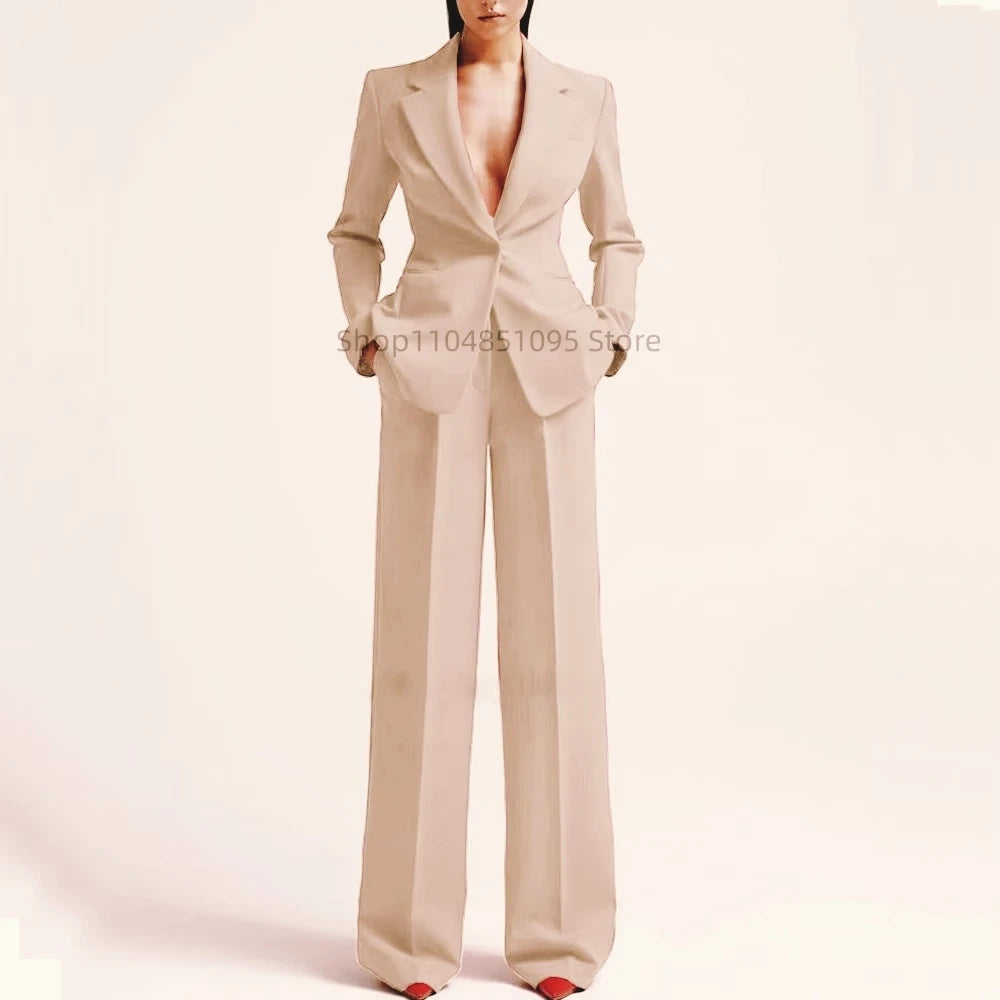 Neue elegante Hosenanzüge für Damen im Western-Stil, einfarbiges 2-teiliges Set, das Ihre Silhouette für den Alltag und die Freizeit ausglättet.