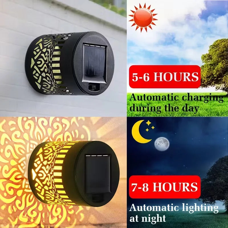 Solar-Wandleuchte mit Mandala-Muster-Projektion, Wasserdichte LED-Energiespar-Dekorationsleuchte, Solar-Zaunbeleuchtung mit Warmem Muster-Projektor