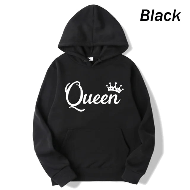 Mode Männer Frauen Langarm Pullover Mit Kapuze Sweatshirts Unisex König und Königin Drucken Hoodies Casual Streetwear Paar Schweiß