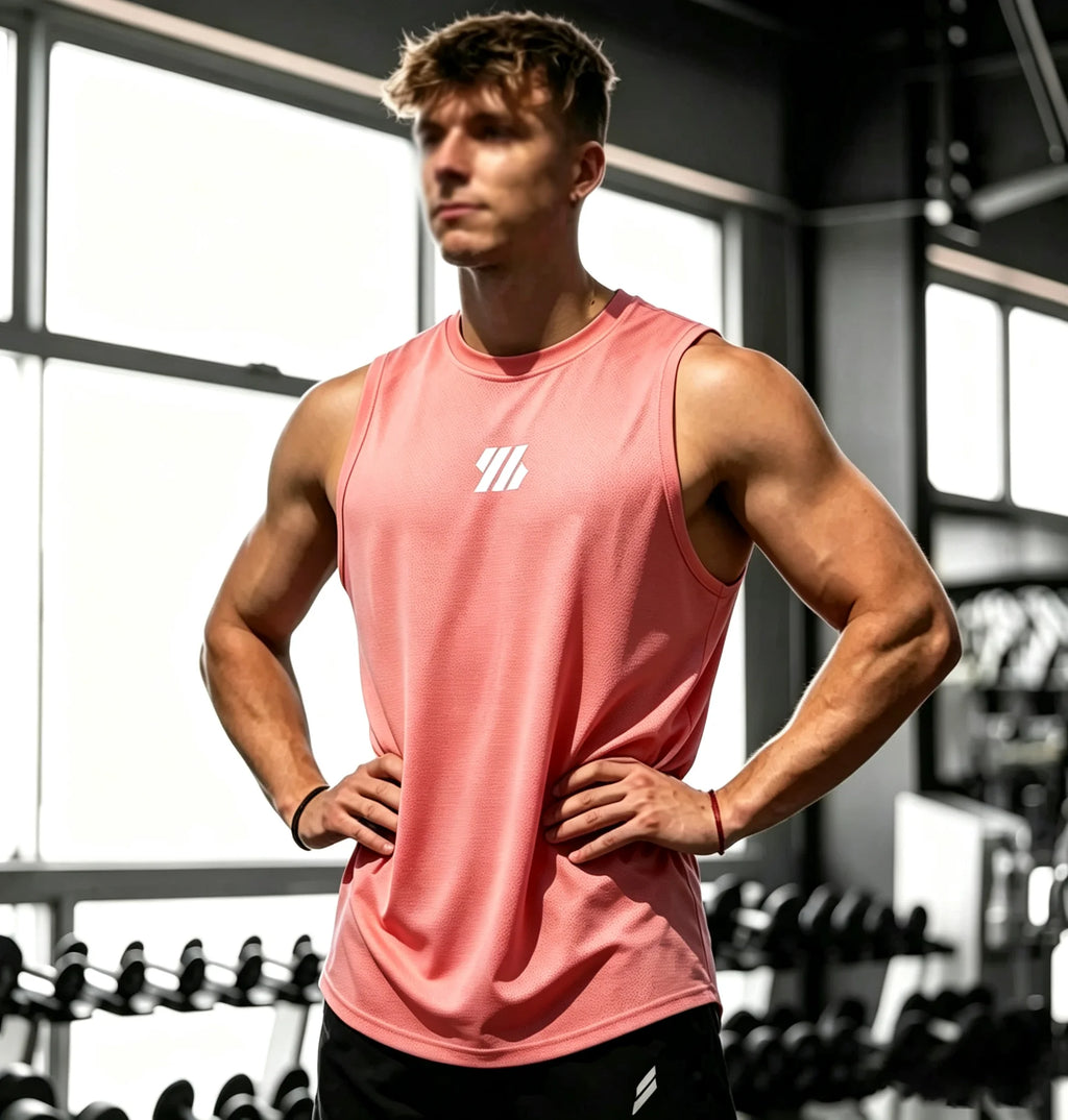 Ärmelloses T-Shirt für Herren Schnelltrocknend Fitness Bodybuilding Shirt Männliche Mode Basketball-Weste Atmungsaktives Netzgewebe Sommer Gym Tanktop für Männer