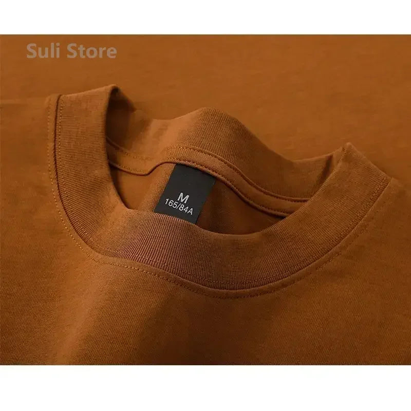 600 g robustes Baumwoll-Kurzarm-T-Shirt für Herren, modisches, verdicktes Kurzarm-T-Shirt aus reiner Baumwolle mit halben Ärmeln