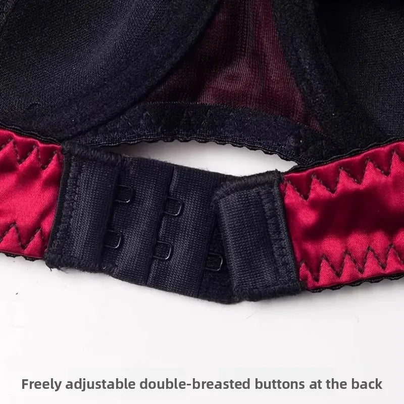 French Sexiness Red Wedding Night Dessous BH-Set Jahr Spitzen-Bralette, dünn, verstellbar und gerafft für kleine Brust