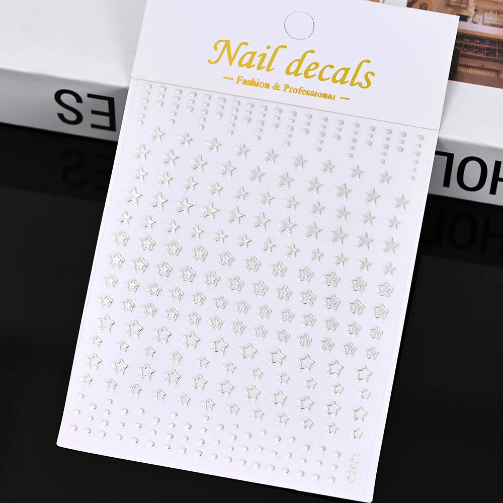 Vergoldete Stern und Mond Bronzing Nail Art Aufkleber hochwertige 3D Gold/Silber selbst klebende Slider DIY Nagel Aufkleber Dekoration 8*10cm
