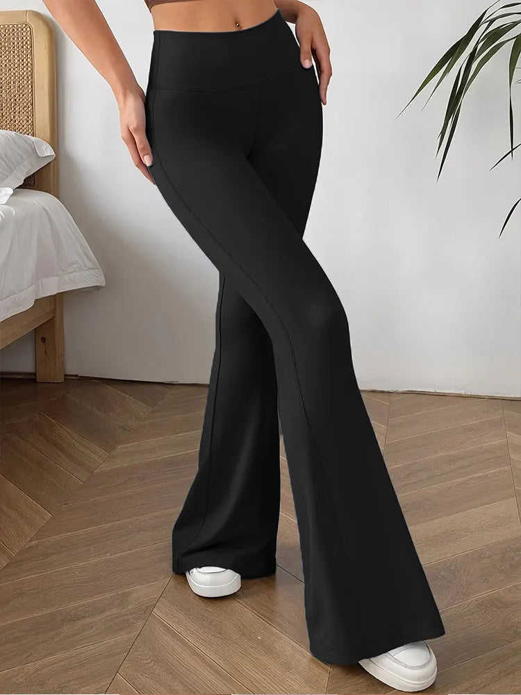 Damen Stylische Minimalistische Schlaghose Hochgeschnittene Bauchkontrolle Vier-Jahreszeiten-Schlaghose Elegante Lässige Activewear-Hose