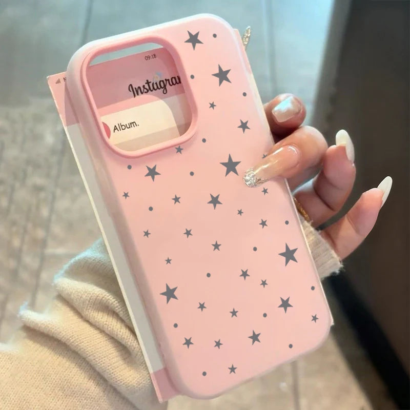 Entzückende Stern-Süßigkeitsfarben-Handyhülle für iPhone 17 Air 16 15 14 13 Pro Max 11 12 X XR XS Max 16E 7 8 Plus 2 IN1 Soft Matte Cover