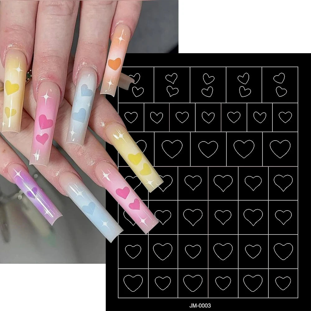 24 Muster Airbrush-Schablonen, Nagelkunst-Aufkleber, hohler Schmetterling/Blume/Schleife/Französische Liniendruckschablonen, Nagelaufkleber, DIY-Werkzeuge