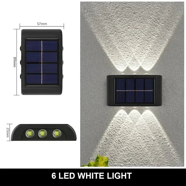 Solar-Außenwandleuchte, 12 LEDs, wasserdicht, Gartenleuchte, Hofbalustrade, dekorative Atmosphärenlampe, nach unten leuchtende Solarlampe