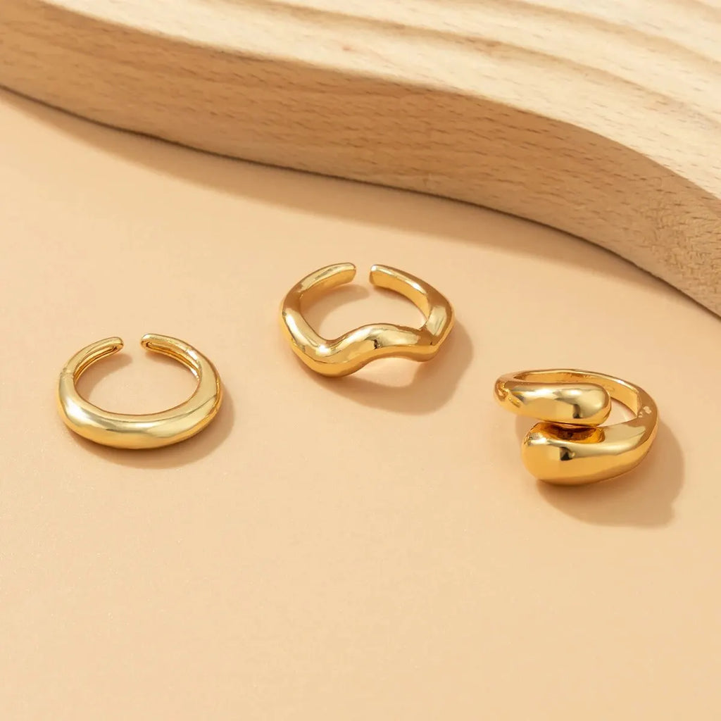 3Pcs Trendy Kreative Geometrische Welle Geformt Ring Set für Frauen Design Unregelmäßige Einstellbare Offenen Ring Finger Schmuck Zubehör