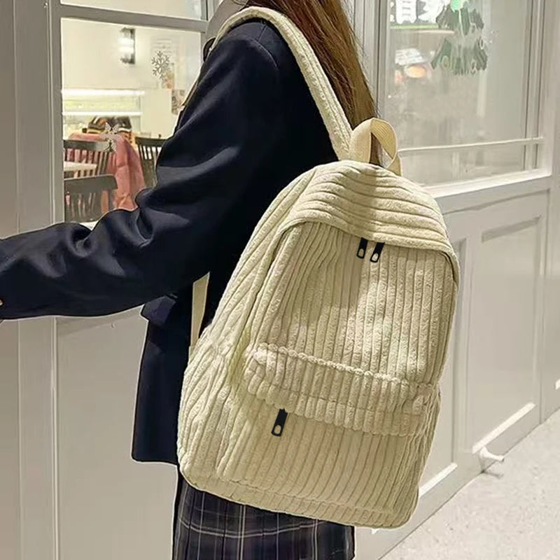 Schicker Vintage-Cord-Rucksack, Langlebiger Leichter Rucksack mit Komfortablen Gepolsterten Trägern für Campus, Pendeln und Wochenendausflüge