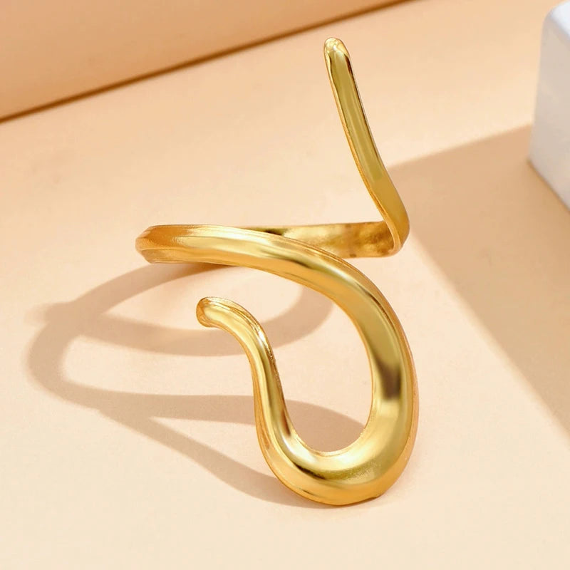 Offener Ring mit Edelstahllinie für Frauen, exquisiter einfacher unregelmäßiger Zeigefingerring, lässiger Punk, vielseitiger lässiger Schmuck, Geschenk