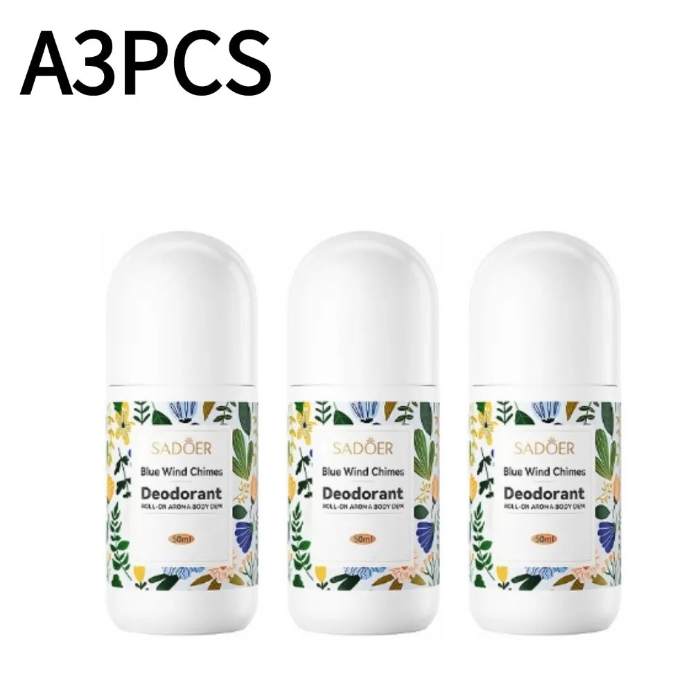    SADOER Deodorant Romantischer Rosenduft Roll-On Aroma Körperdeo Blaue Windspiele Rosa Schnelltrocknendes Antitranspirant 1/2/3 Stück