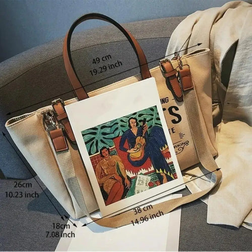 1 Stück Neue koreanische Edition INS Hochkapazitäts Leinwand Tote Tasche Gelegenheits Student eine Schulter Crossbody Handtasche