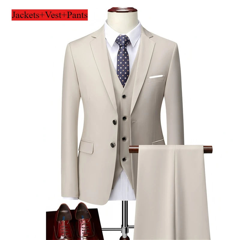 Klassische Hochzeit Smoking Casual Solide Anzüge Slim Fit 3/2 Stück Trauzeugen Anzug Männliche Formale Business Männer Kleidung
