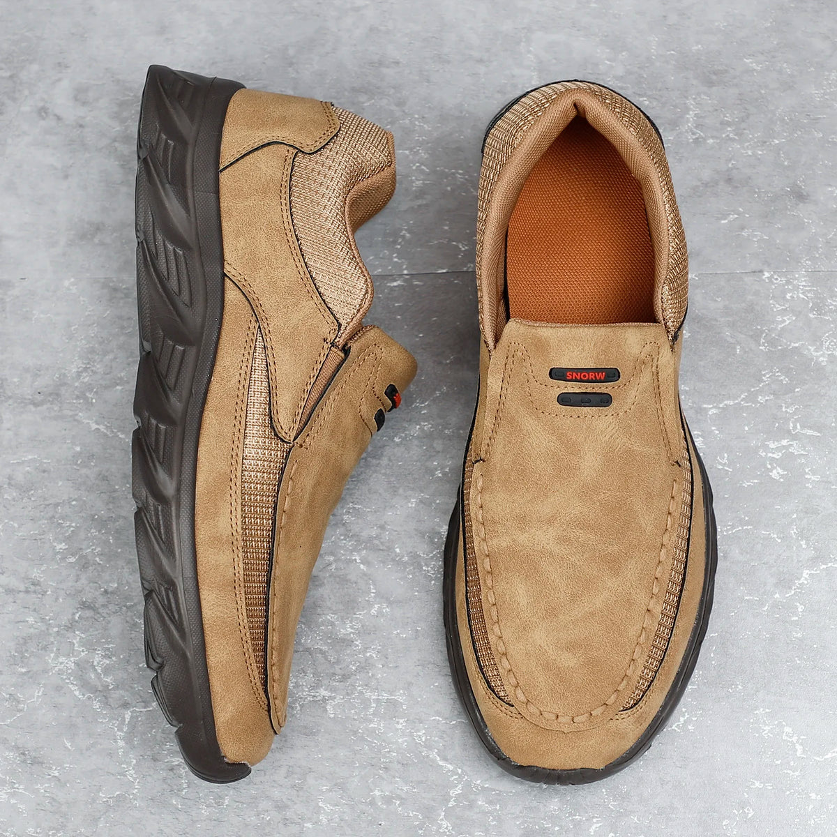 Leder-Herren-Loafer, bequeme, atmungsaktive Herren-Freizeitschuhe, Slip-on-Bootsschuhe, leichte, rutschfeste Herren-Wanderschuhe