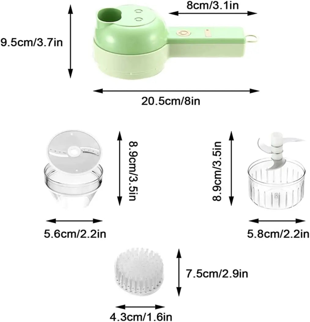 Handheld Elektrische Gemüse Cutter Set, Drahtlose Küchenmaschine für Knoblauch Chili Pfeffer Zwiebel Ingwer Sellerie Fleisch mit Brus