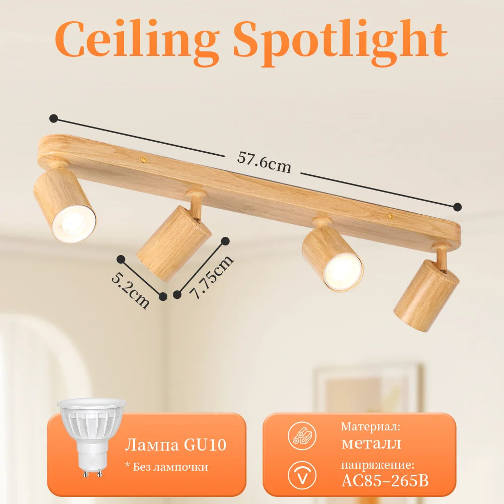 Holz-GU10-LED-Strahler, Deckenleuchte, 110–220 V, Ersatzbirne, Spotlichter, Schienenlicht für Küche, Wohnzimmer, Schlafzimmer