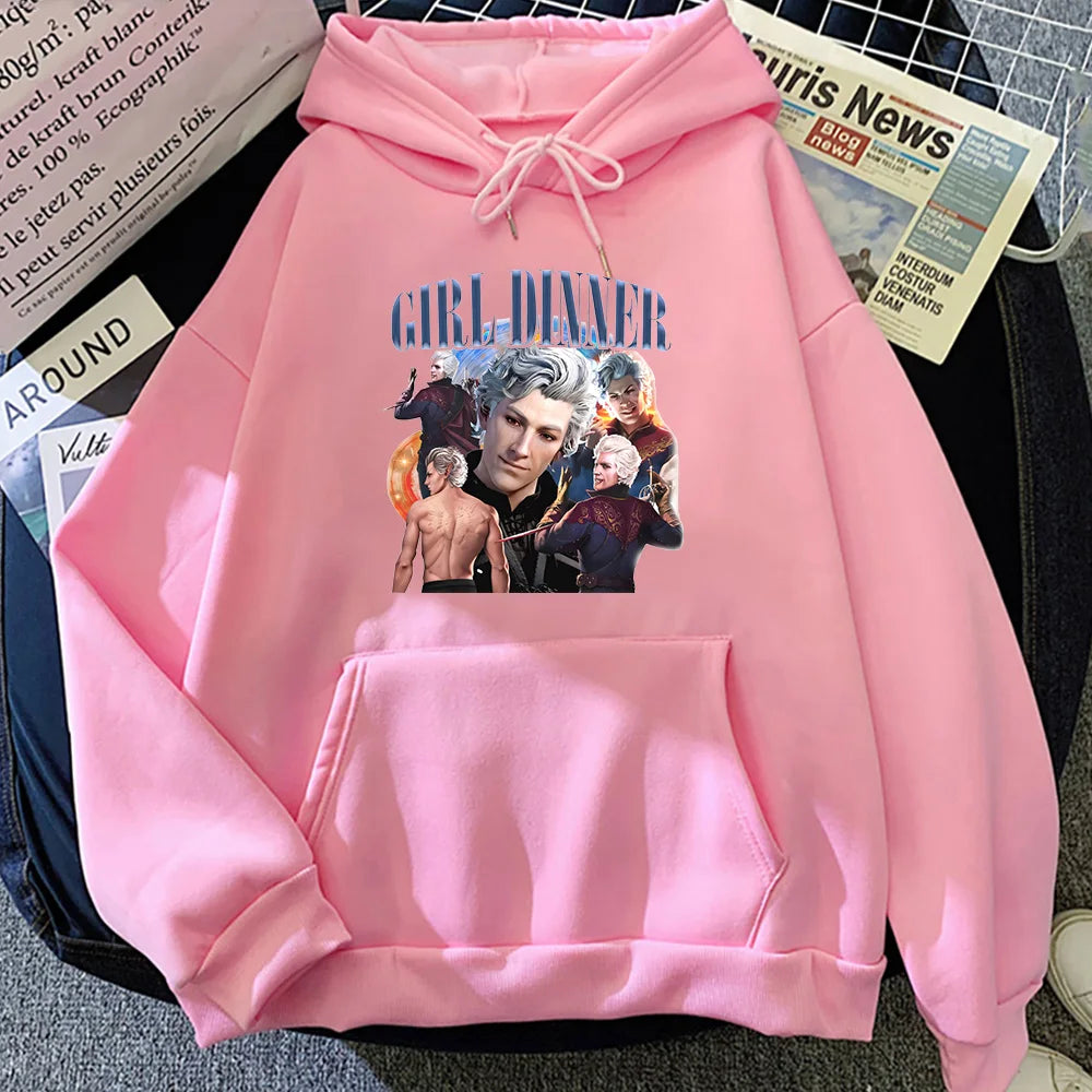 Baldur's Gate 3 Hoodies Grafikdruck mit Kapuze, bequemes Fleece-Sweatshirt, langärmelig, Harajuku-Kleidung, Moletom, süßer Kapuzenpullover