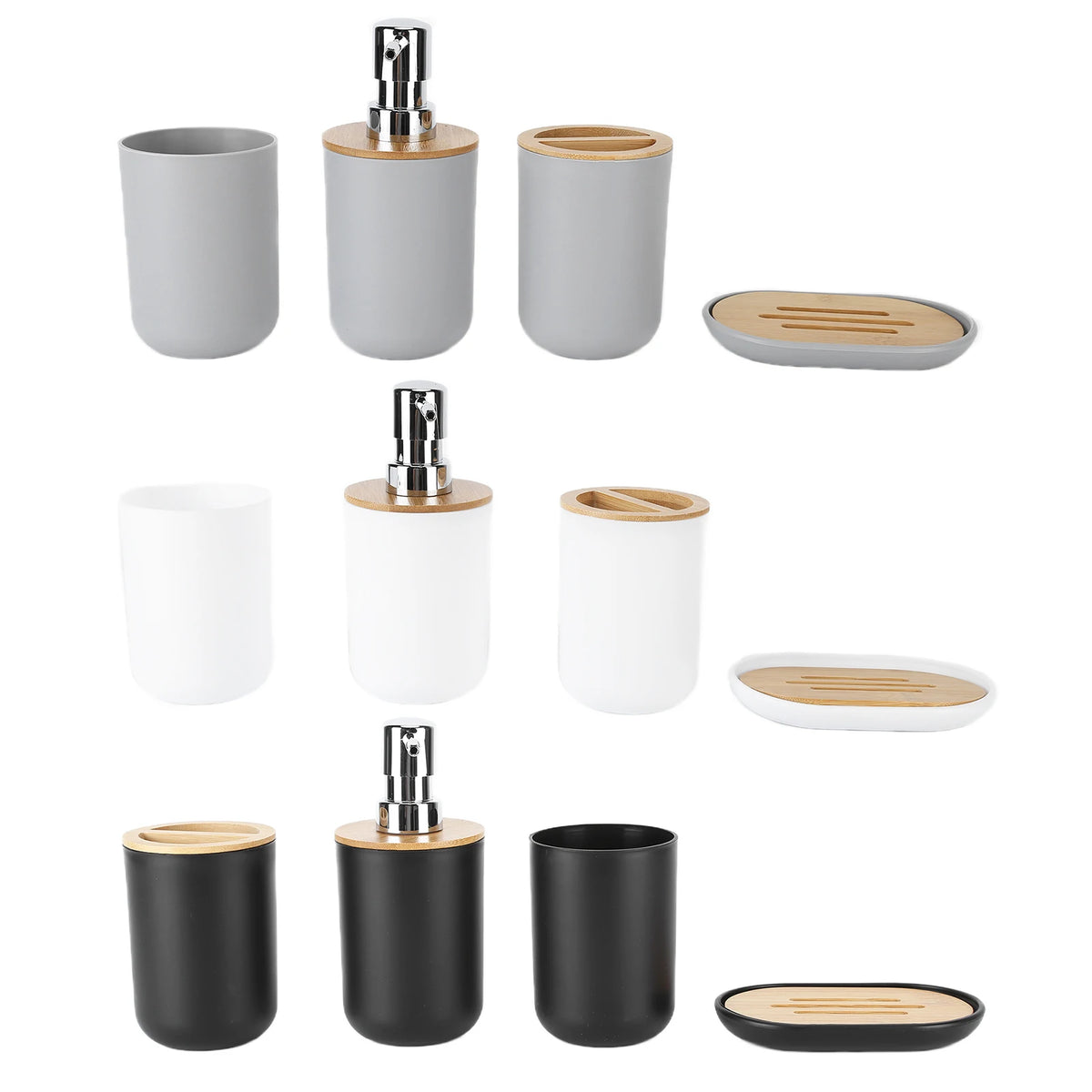 4 Teile/satz Badezimmer Zubehör Set Bambus Wasserdicht Spender Zahnbürste Halter Tablett Tumbler Tasse Seifenschale für Home Hotel