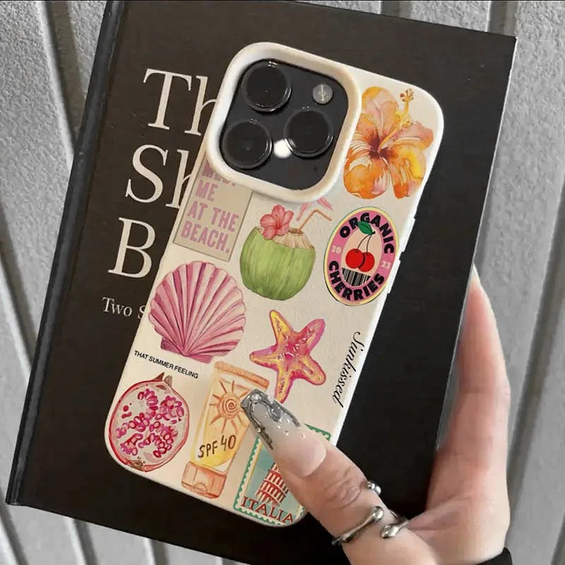 Handyhülle mit Kokosnuss-Blumenmuster für iPhone 17 16 15 14 Pro 13 12 11 Max Plus XR X XS 17 Air 16E, stoßfeste, weiche Silikonhülle