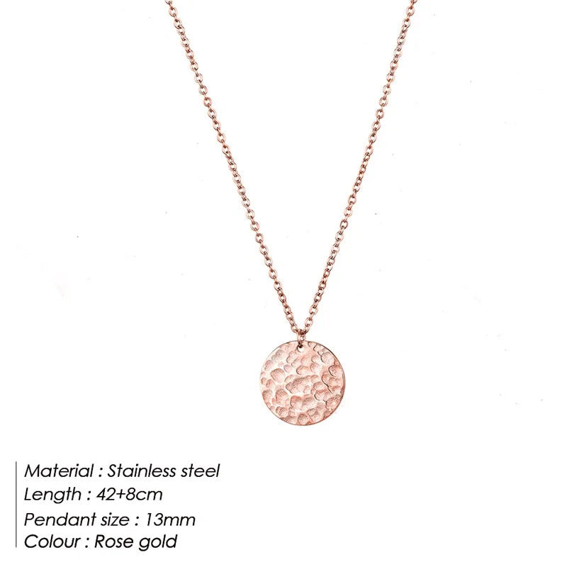 EManco Damen Einfache Runde Anhänger-Halskette Edelstahl Schlüsselbein-Kette Lange Kette Modeschmuck Statement Geschenk für Mädchen