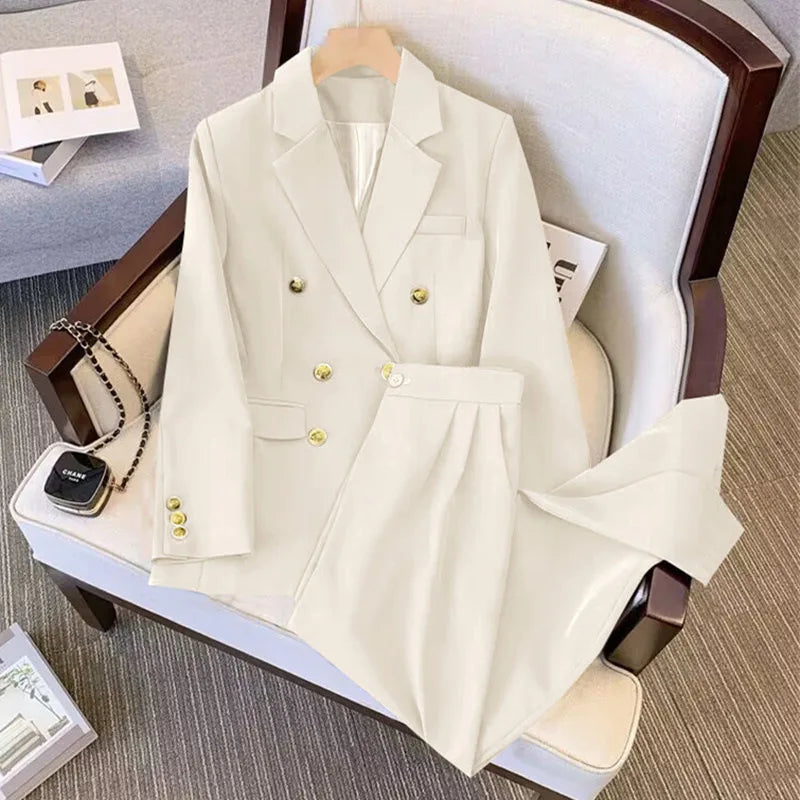 Herbst Zweiteiler für Damen 2026 Lässig Schick und Elegant Oberteile Mäntel Outfit Blazer Hosen Sets Damenanzug Kleidung