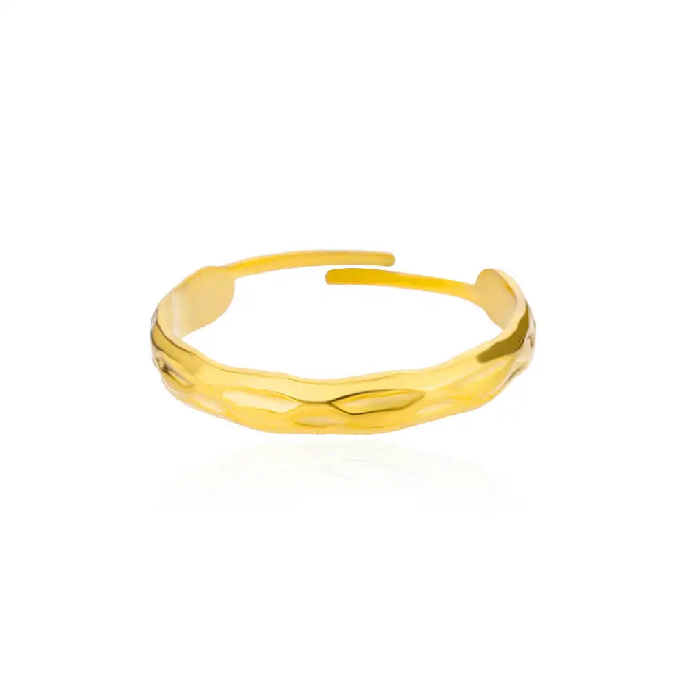 Edelstahl Ringe für Frauen Gold Farbe Unregelmäßige Geometrische Offenen Ring Vintage Wasserdicht Hochzeit Schmuck Teil Zubehör Gif