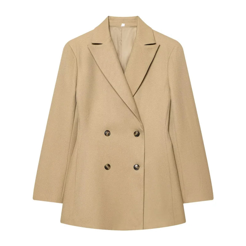ETJ Damen Zweireihiger Anzug Set Übergroßer Blazer Weite Hose Business Casual Büro Arbeit Mode 2026