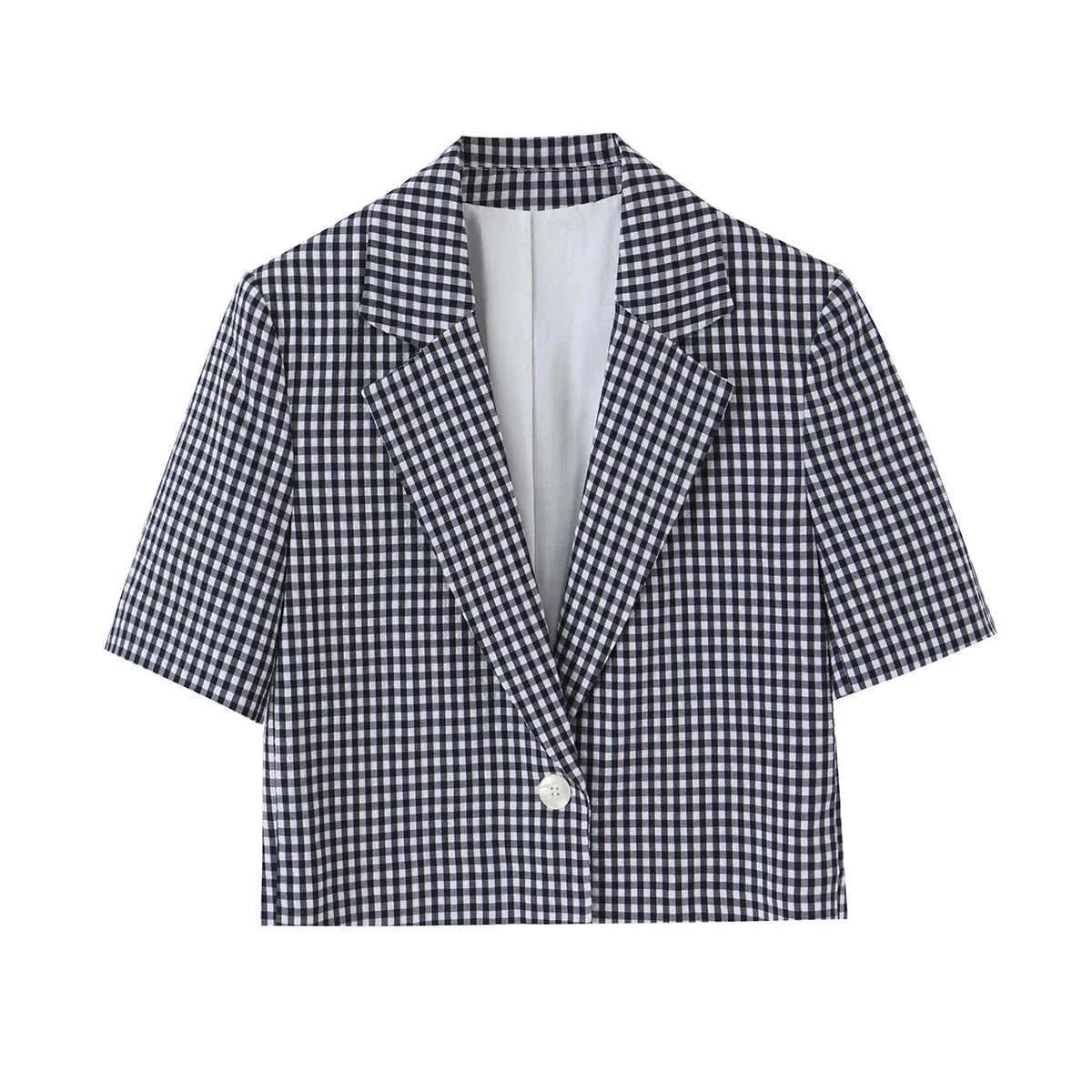 KONDALA Chic Fashion 2026 Lässiger Damen-Karo-Anzug Sommer Kurzer Blazer mit Knöpfen + Gerade Lange Hose mit Reißverschluss Elegante Damenanzüge