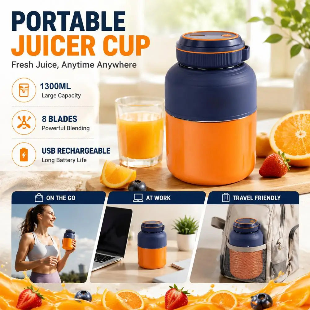 Tragbarer Mixer für Shakes und Smoothies Persönlicher Saftbecher Wiederaufladbarer Mini-Fruchtmixer mit Doppeldeckel für Reisen und Büro