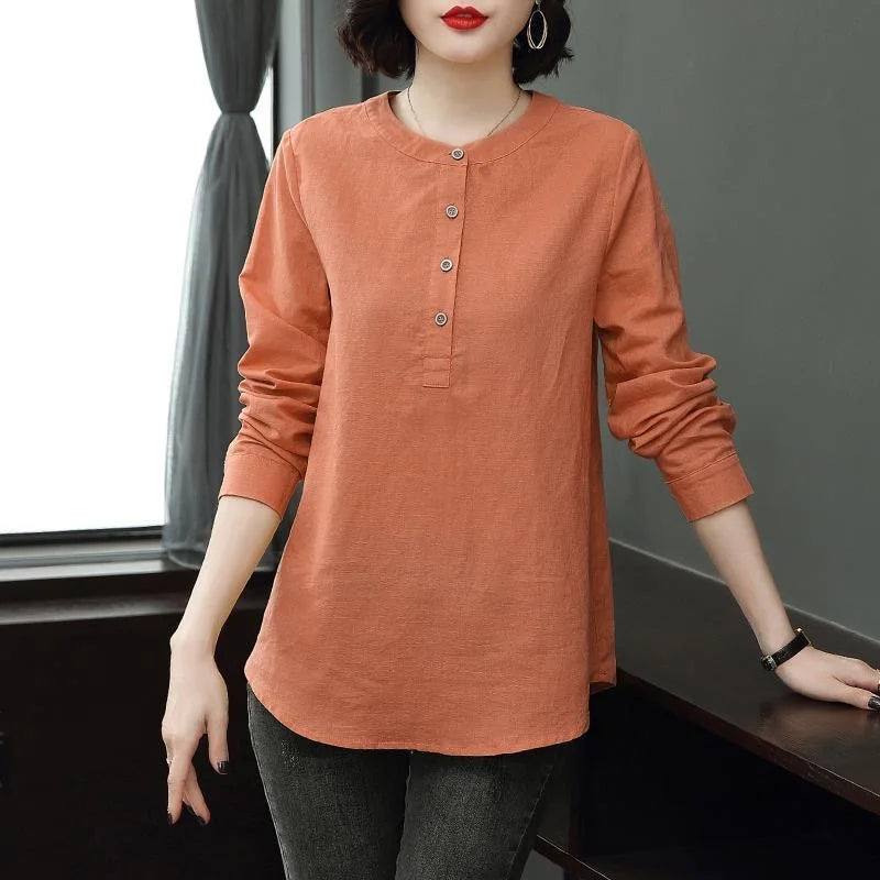 Frau Frühling Herbst Stil Blusen Hemden Dame lässig Langarm Stand Kragen Blusas Tops df4955