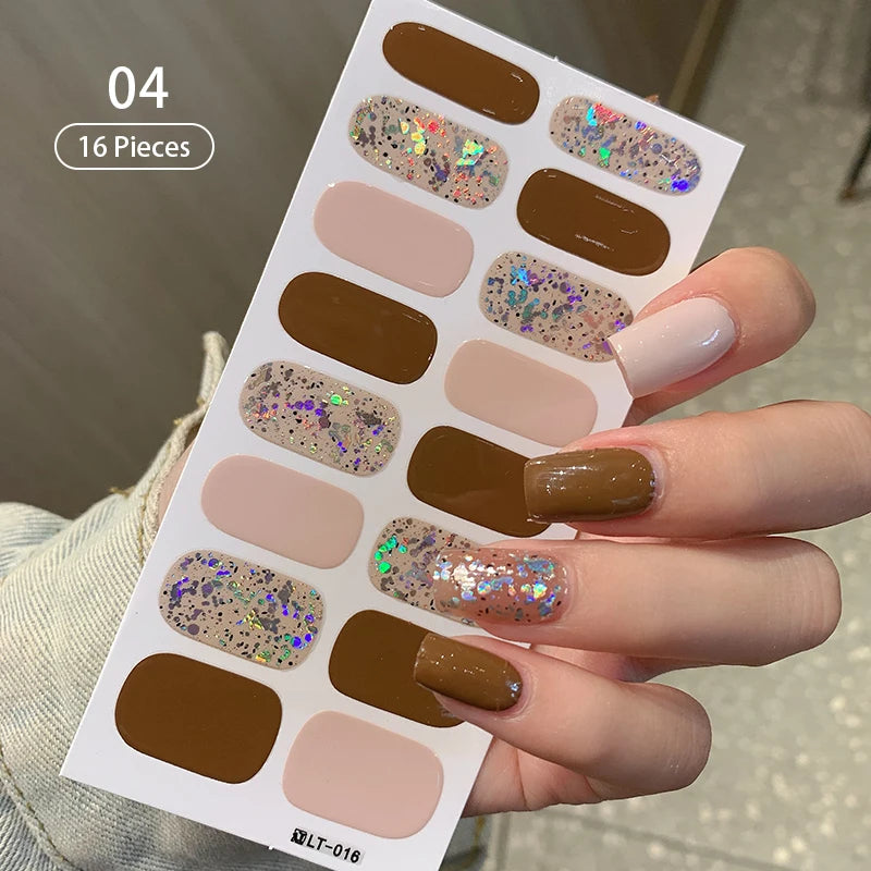 16 Tipps weinrote Nagelaufkleber, langlebig, einfarbig, volle Nagelfolien, selbstklebender Slider, Nagelkunst, DIY-Aufkleber, Maniküre-Dekor