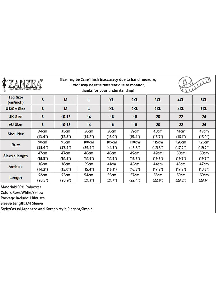 ZANZEA Frauen Elegante Party Bluse Sommer Puff 3/4 Hülse Tops Hemd 2024 Fashion Solid Boot-ausschnitt Tunika Koreanische Büro Dame blusas