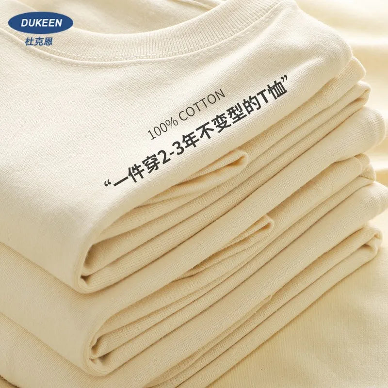 Dukeen 280gsm übergroße schwere T-Shirt für Männer Sommer Kurzarm T-Shirt Baumwolle einfarbig Top lässig T-Shirts ein Stück