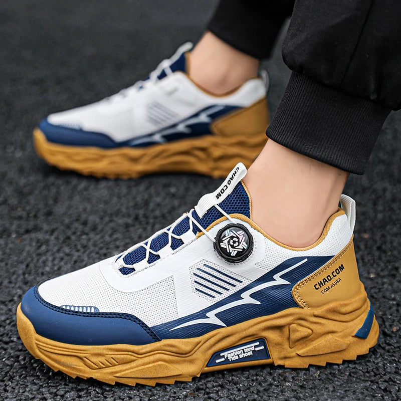 Koreanische atmungsaktive Freizeitsportschuhe für Herren, vier Jahreszeiten, neue weiche Sohle, rotierende Schnürsenkel, Outdoor-Laufschuhe, Studenten-Turnschuhe