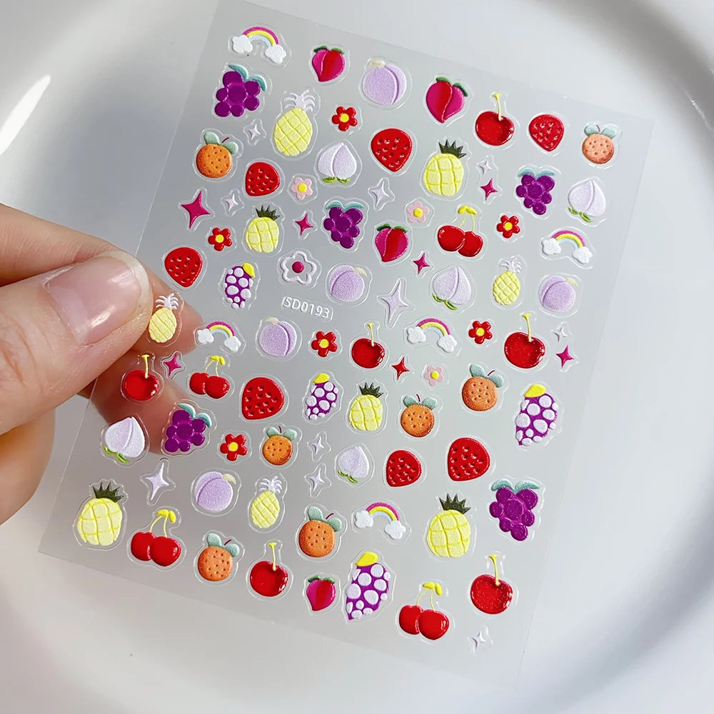 1Pc Kawaii Rote Kirsche Bogen Nail art Aufkleber Nette Sommer Obst Erdbeere Kirsche Klebe Aufkleber 8*10cm slider Nail art Dekoration