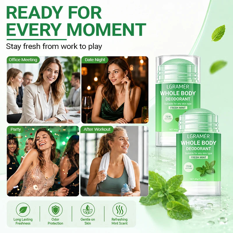 Mintduftender Antitranspirant-Deodorant-Stift, tragbarer Körpergeruchsentferner, langanhaltender Achsel-Anti-Schweiß-Stift für Frauen und Männer