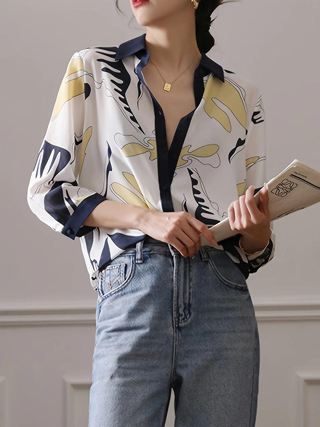 Modische Damenhemden im französischen Stil, Damenblusen, 2025, Frühling, Sommer, halbe Ärmel, Tops, Blusa Mujer