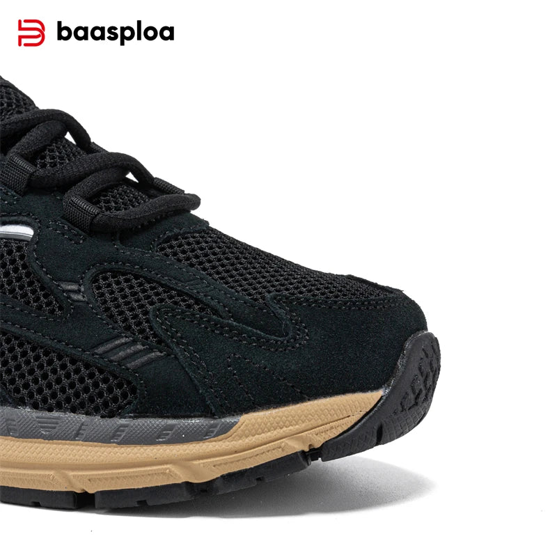 Baasploa Herren-Laufschuhe, Sommer-Mesh-atmungsaktive Vintage-Schuhe, hochwertige, modische, elastische Sportschuhe für Herren