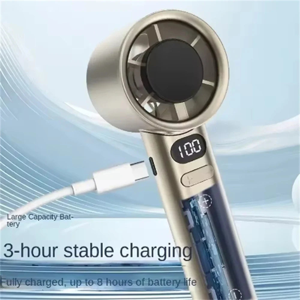 Mini-Handventilator mit 120 Geschwindigkeiten, blattloser, tragbarer, wiederaufladbarer Tischventilator mit Eis-Modus, sofortige Kühlung für Männer und Frauen