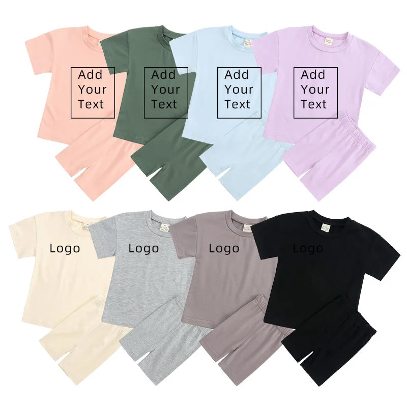 Neuheit Kleine Kinder Baby Mädchen Kleidung 2 Stück Trainingsanzug Set Übergroßen Kurzarm Baumwolle T-shirt + Leggins Shorts Sport Anzug