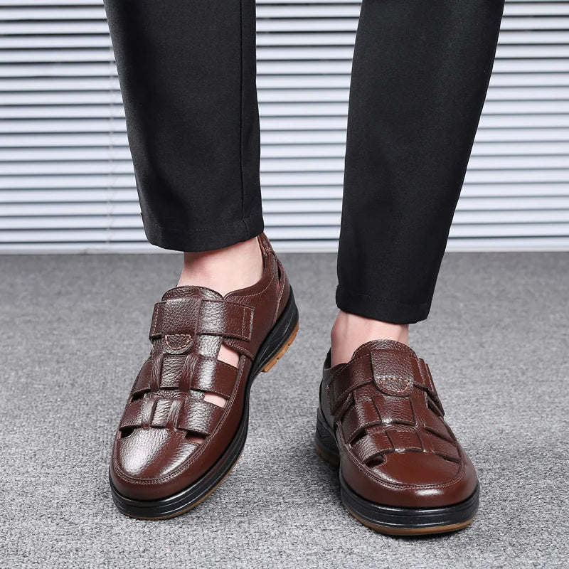 Herren-Slipper mit Aussparungen, Sommerliche Bequeme Atmungsaktive Lochschuhe, Rutschfest für Outdoor & Autofahren-XH9608