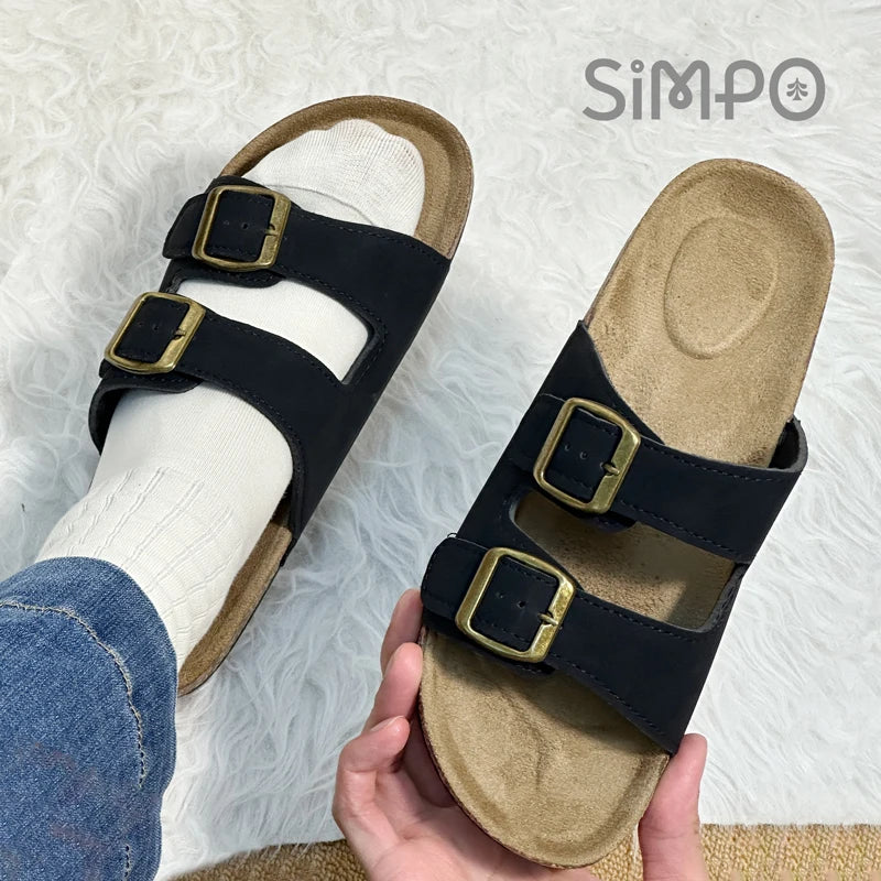 1 Paar Ledersandalen für Männer und Frauen, Strandsandalen 2025, Designer-Herrenschuhe, bequeme Slipper, Original-Marken-Schuhe
