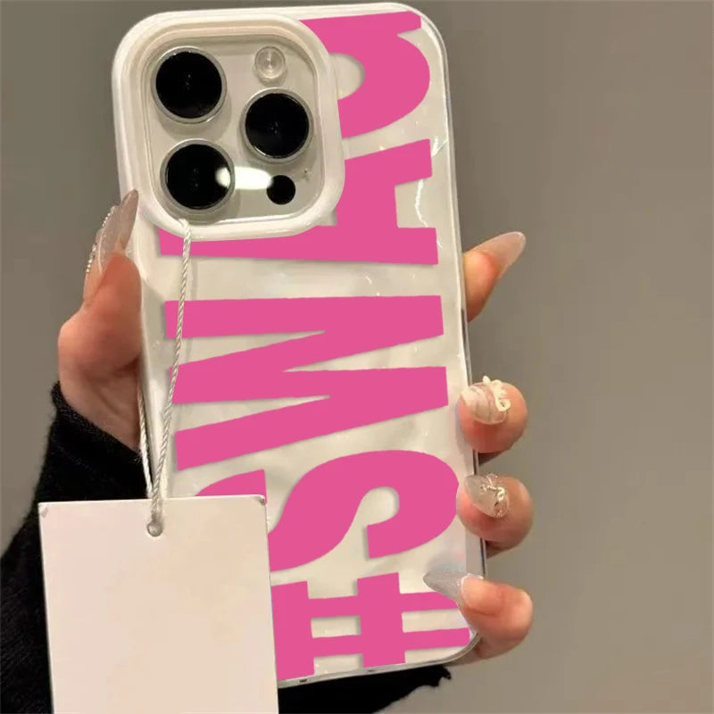 SWAG Pink Letter Handyhülle für iPhone 17 16 Pro Max 15 14 Plus 13 12 11 Pro Max Air 16E Candy Wave Textur Weiche Schutzhülle