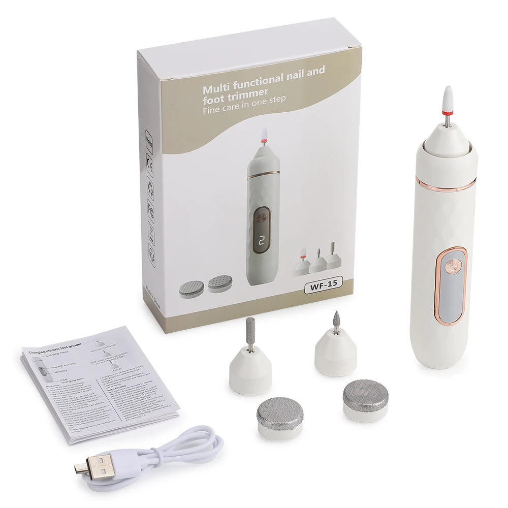 2-in-1 Elektrische Fußfeile & Nagelschleifer Professionelle Maniküre-Pediküre-Schleifwerkzeuge Hornhautentferner Fußpeeling