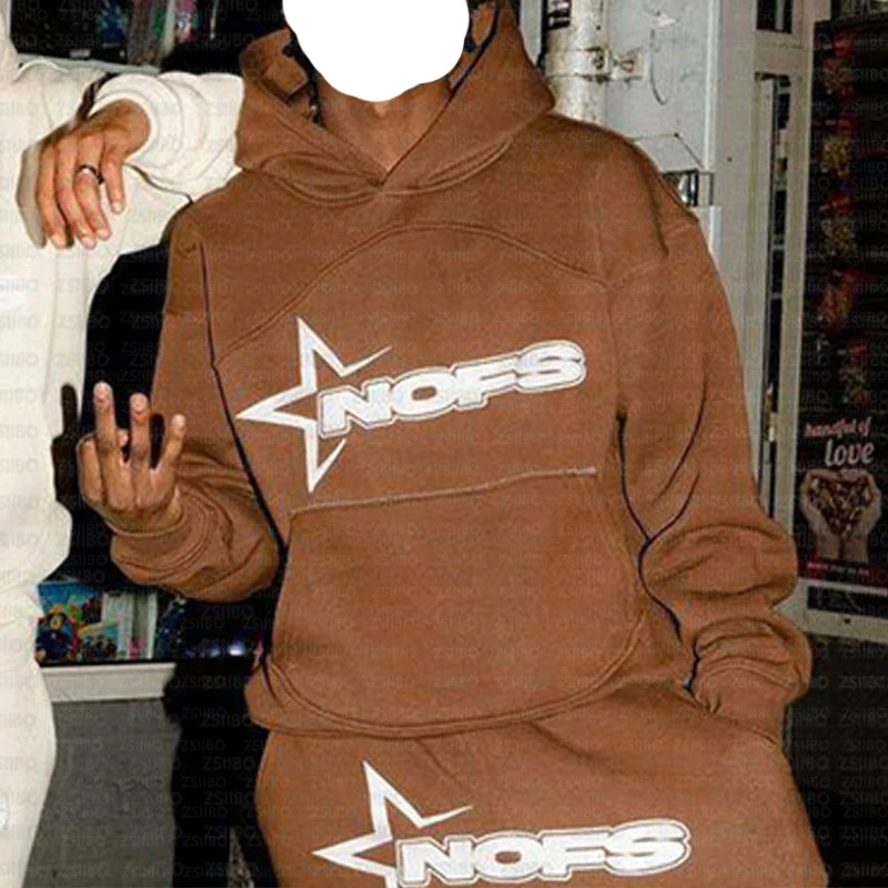 NOFS Brief Stickerei Mode Marke Lose Übergroßen Hoodie Y2K Hip-Hop Streetwear frauen Pullover Casual Top Hosen Sportswear