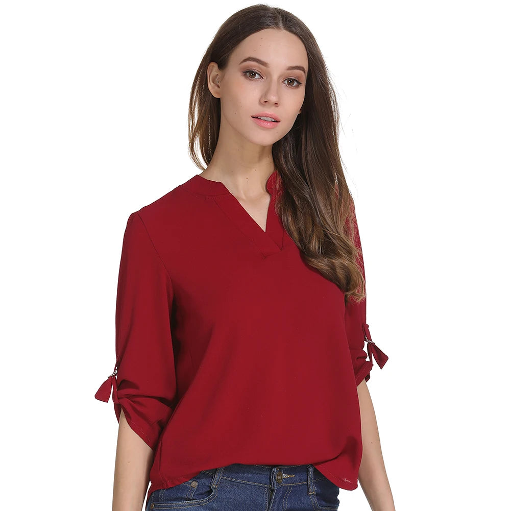 Übergrößen-Bluse Damenkleidung Langarm-Hemd Chiffon-Bluse Damen-Oberteil