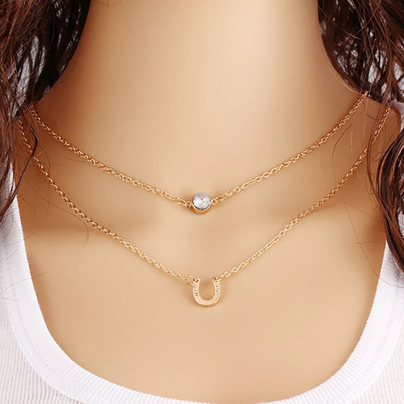 Aihua Minimalistische Halskette mit rundem Stab-Anhänger für Frauen, Schlüsselbein-Halskette, lange Kette, Modeschmuck, Statement-Geschenke für Mädchen