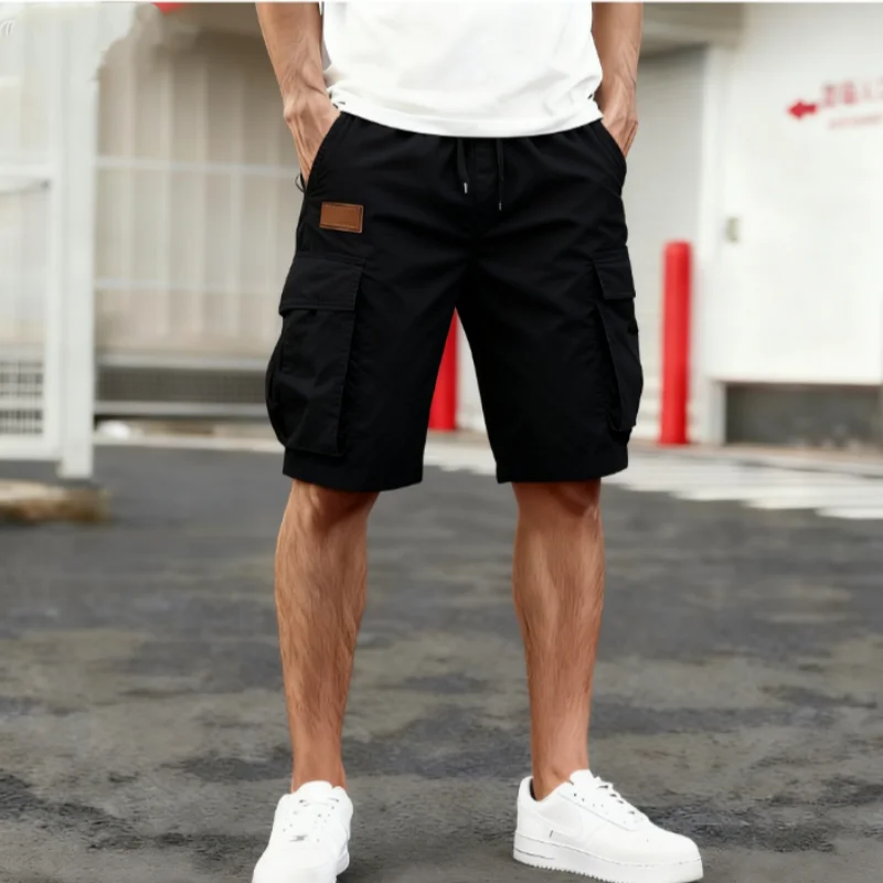 Sommer-Cargo-Shorts für Herren, lässig, leicht, einfarbig, mit Pattentaschen für den täglichen Gebrauch und bequeme Jogger-Shorts für den Outdoor-Bereich