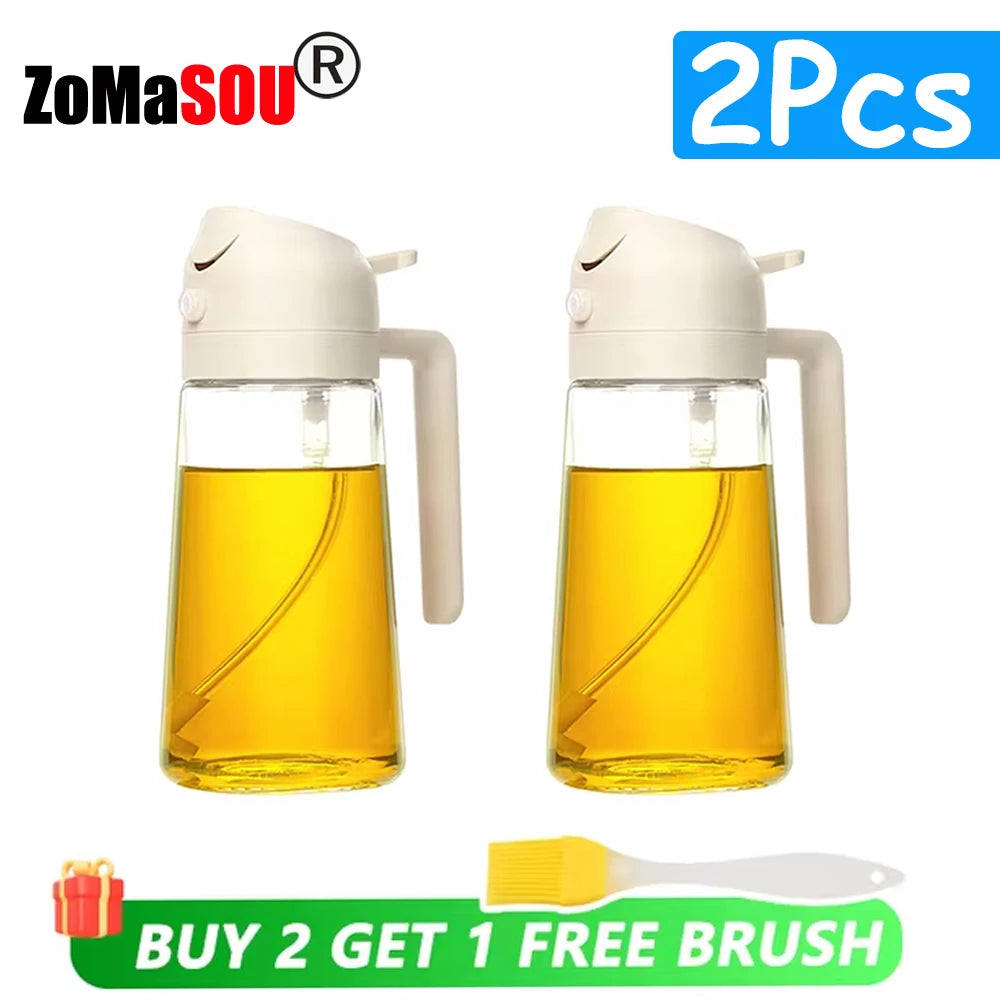 1-4 Stück 2-in-1-Sprühgerät, Ausgießer, Öl, leere Flasche, Kunststoff-Ölbehälter, Spender, Verdampfer, Küche, Grill, Camping, Kochutensilien